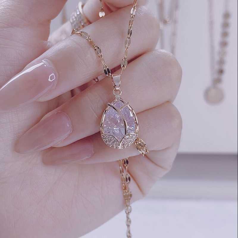 Kalung Murah Lapis Emas 999 Swarovski Korean Style Putih Gold