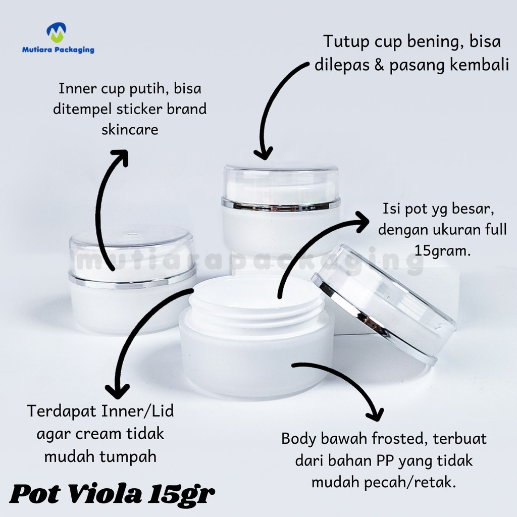 Pot Viola 15gr / Potcream 15gr - Pot kosmetik 15gr - Jar 15gr Murah / Jar acrylic 15gr Akrilik 15gr