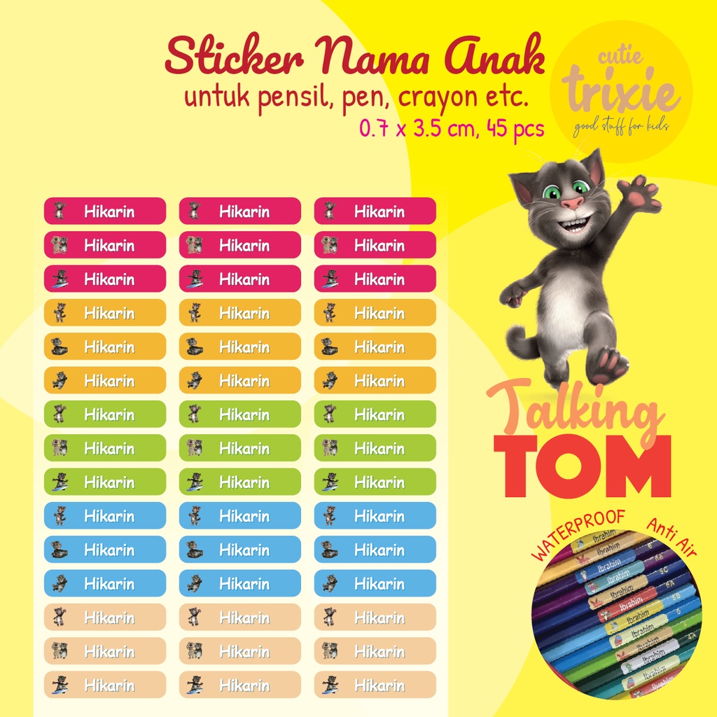 

Sticker Label Nama Pensil TALKING TOM