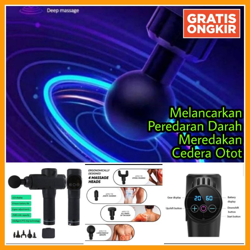 Alat Pijat Getar Elektrik Massage Gun Vibra 5 Kepala