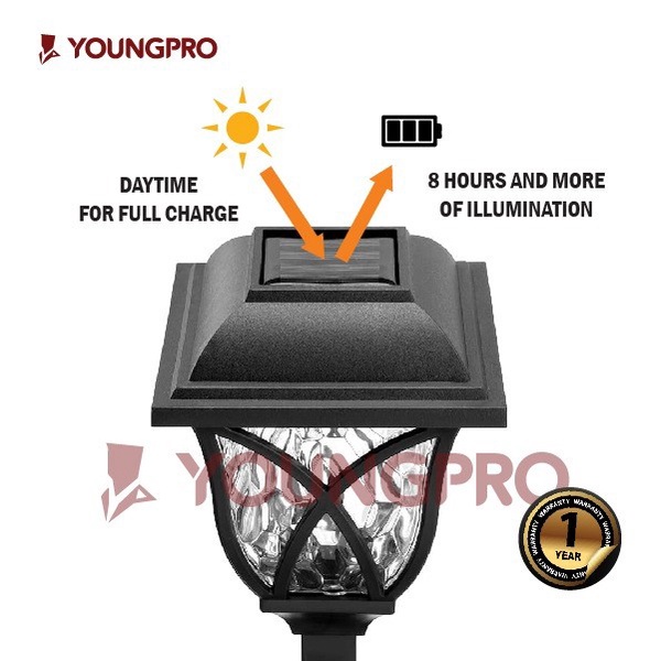 YOUNGPRO YFL-03 Lampu Taman Solar Model Eropa Tenaga Surya Lampu Taman Tancap Garden YFL-03