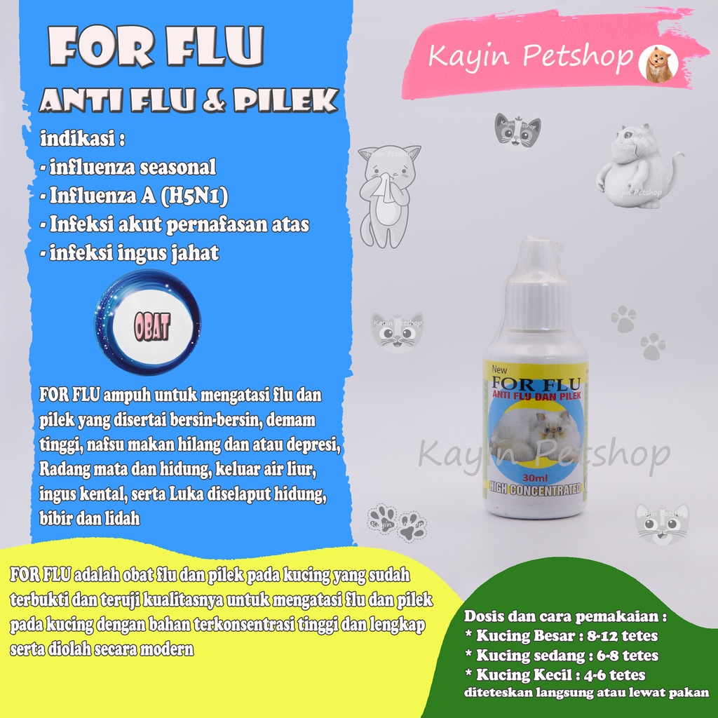 FOR FLU 30ml - Obat anti Flu dan Pilek untuk kucing (kucing bersin - kucing demam tinggi - radang ma