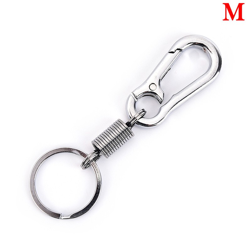 [Bayar di Tempat]1pc Stainless steel Gourd Buckle carabiner keychain anti-lost buckle retractable