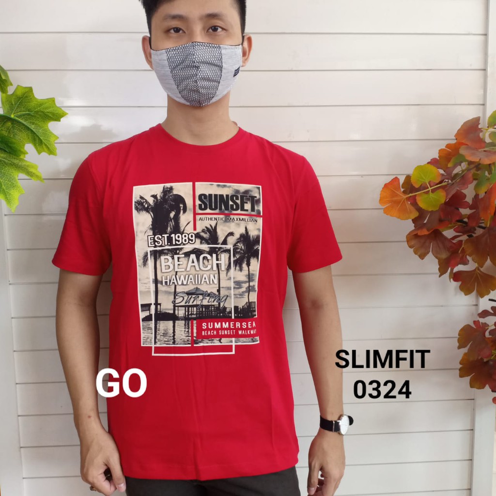 gof MAXMILLIAN KAOS B (Slimfit) Pakaian Pria Atasan Kaos Oblong Santai Original Lengan Pendek