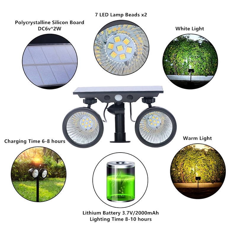 Lampu Dinding Led Tenaga Surya Anti Air Rotasi 360 ° Untuk Taman / Outdoor