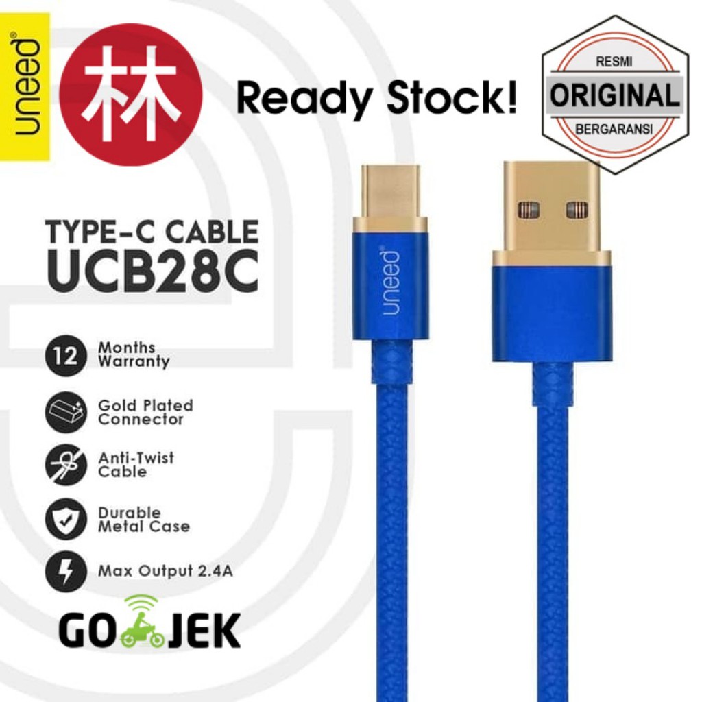 Uneed UCB28C Gold Plated Kabel Data Type-C Fast Charging Max 2.4A