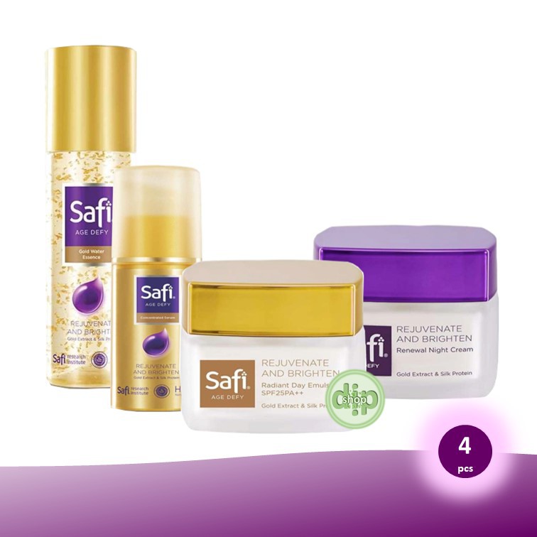 Paket SAFI Age Defy ( Day Cream 25gr + Night Cream 25gr + Serum 20mL + Gold Water 100mL ) - 4 Pcs