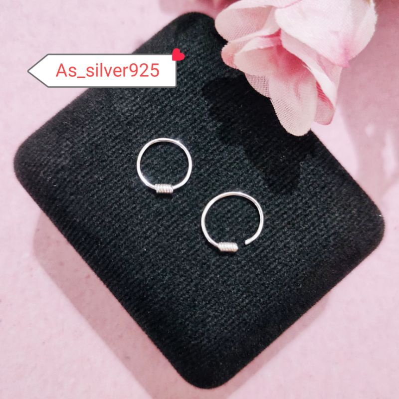 ANTING PERAK BAYI DAN ANAK KENIP BULAT LILIT ASLI SILVER 925 LAPIS MAS PUTIH-AT BULAT POLOS LILIT