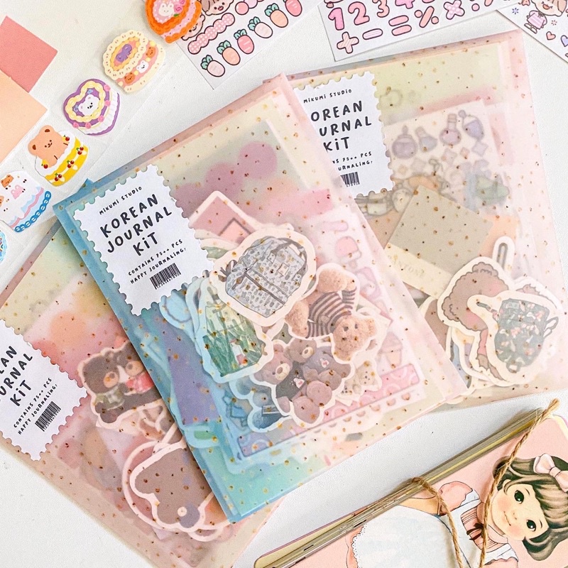 

MIKUMI - 75++ pcs Korean Jurnal Kit | Korean Deco Kit | Korean Bujo Kit | Cute Deco Jurnal Set | Sticker Bujo | Jurnal Set
