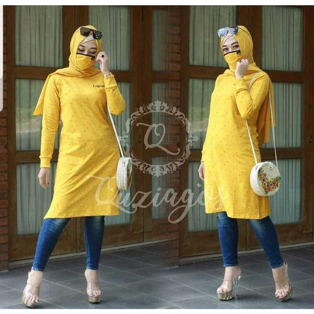 TUNIK WANITA KEKINIAN FREE MASKER/ TUNIK ONDE SIZE L - XL/MATT BABYTERRY /TUNIK LENGAN PANJANG