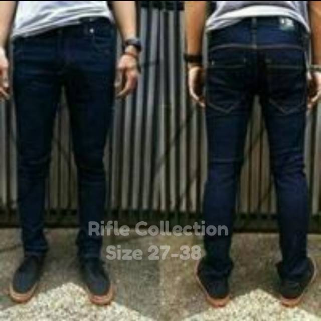 Celana Panjang Pria Jeans Pensil Garment navy Size 27-38