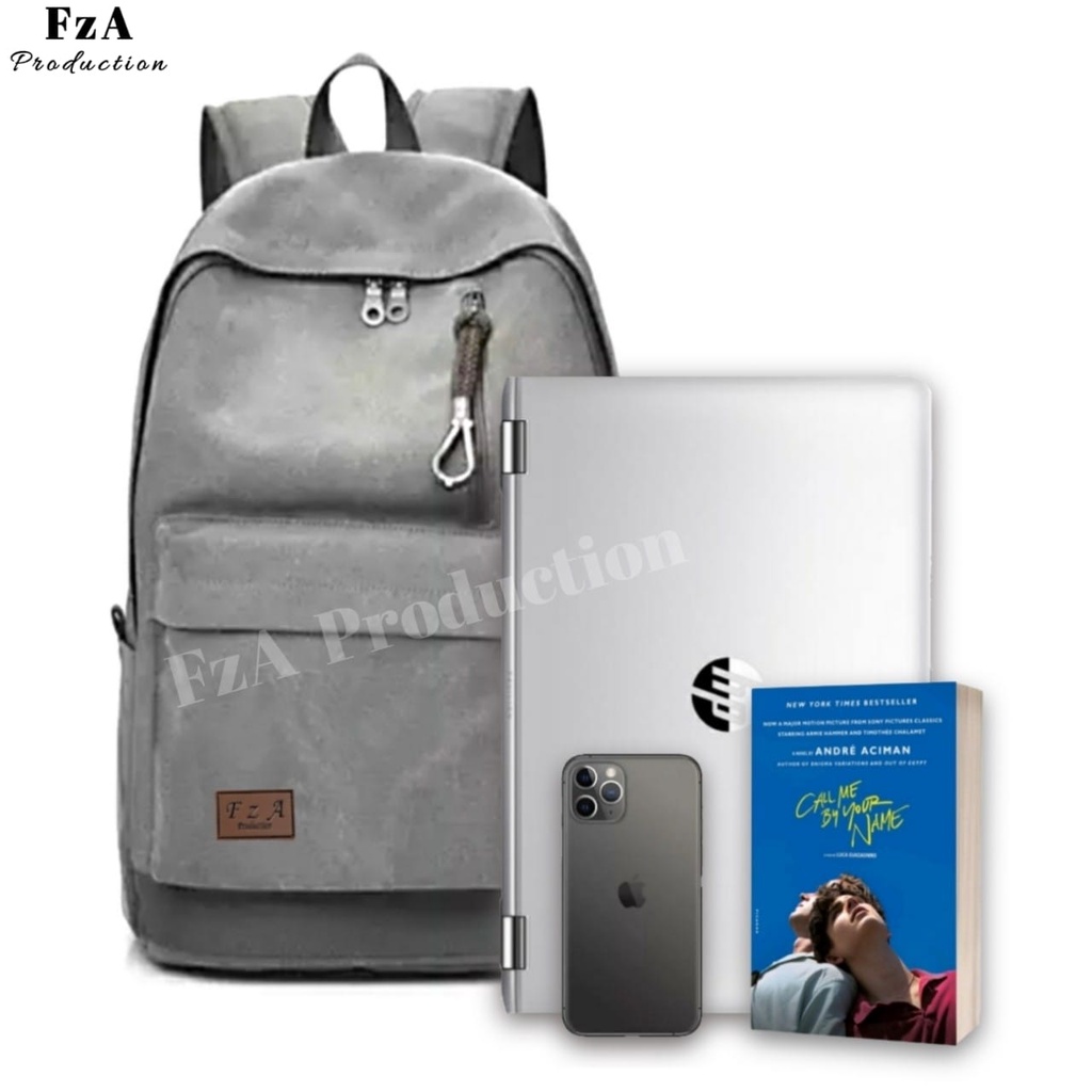 FzA Official - Tas Ransel Distro Casual Pria Wanita / Tas Ransel Laptop Backpack Sekolah Kuliah Distro Original Tas Punggung Laptop - GRY