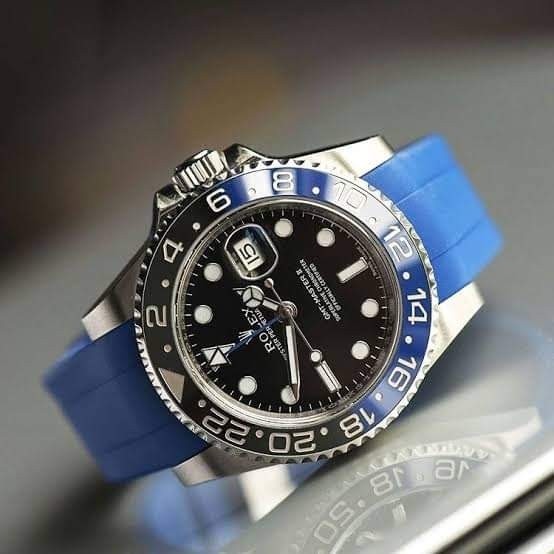 Strap Rolex Rubber B + Buckle khusus Rolex Gmt Yact master 20mm Model Curve Swiss - Biru