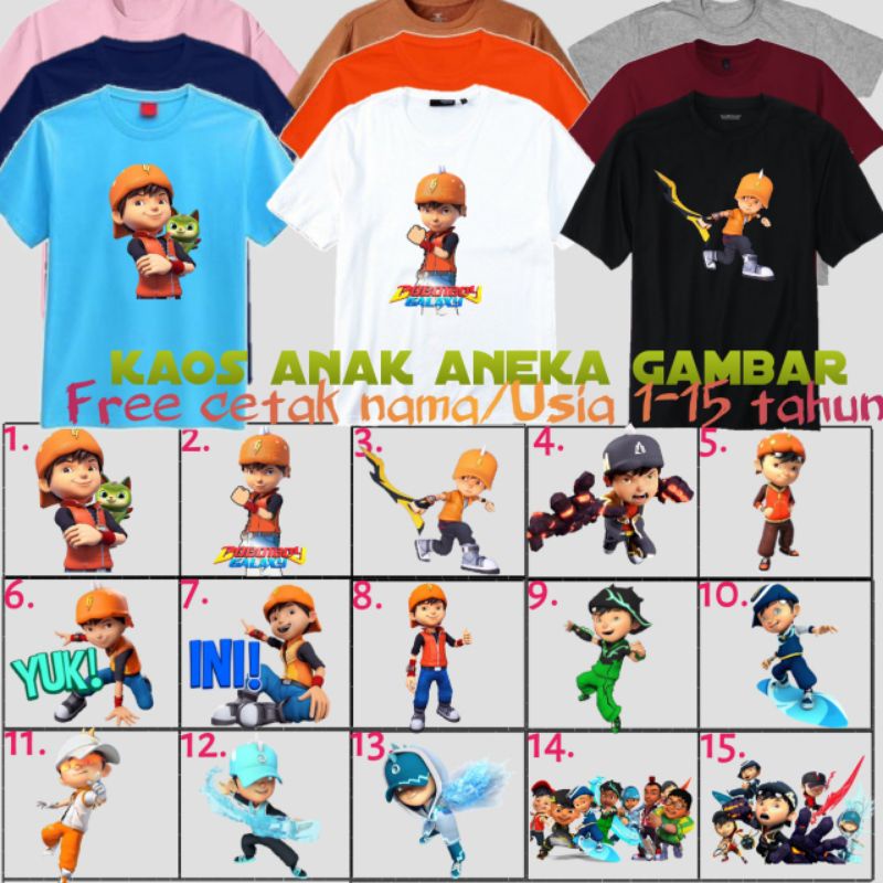 Kaos anak Boboiboy/baju Kaos boboiboy anak/baju anak boboiboy/tshirt