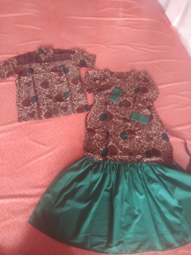 Batik Couple Keluarga Sania Ruffle Ori Ndoro Jowi Dnt Motif Rampel Merah