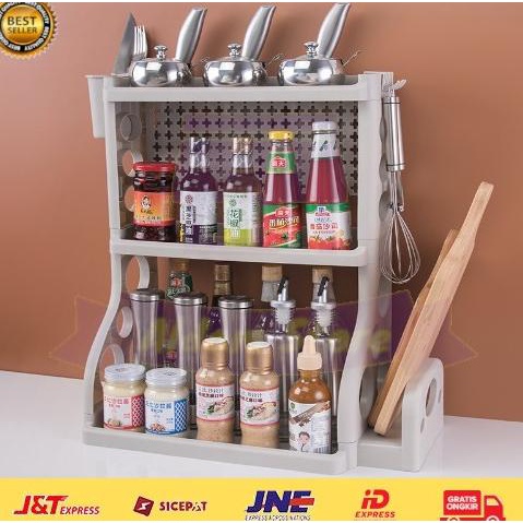 rak bumbu dapur serbaguna 3 susun plastik set peralatan masak Mini