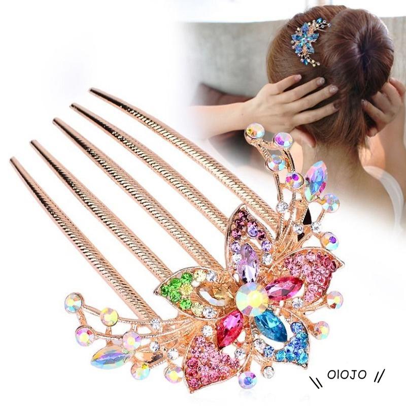 【COD】Sisir Jepit Rambut Bentuk U Bahan Logam Aksen Berlian Imitasi Untuk Wanita Dewasa