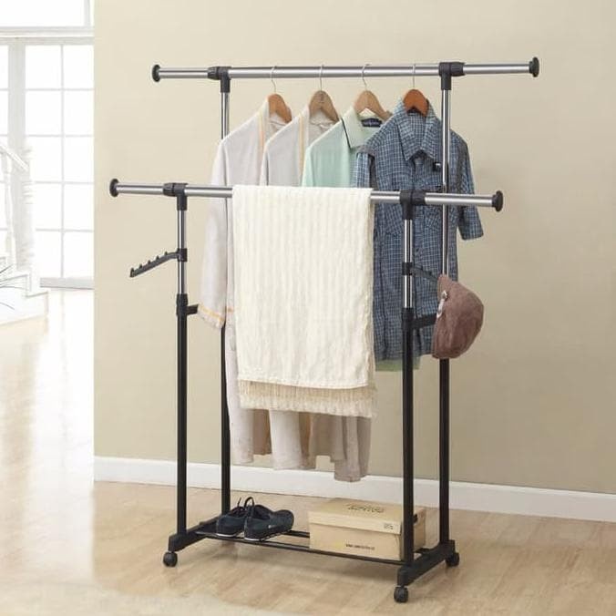 Termurah STAND HANGER Double Pole Rak Gantungan Baju