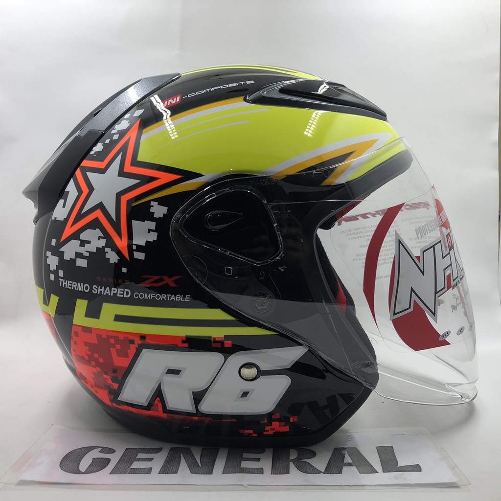 GOYANG HARGA;; Helm NHK R6 Motif Pixel Black Orange Hitam Orange 100%ORIGINAL