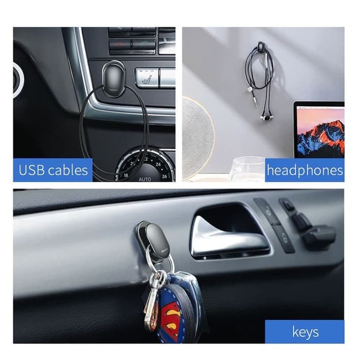 BASEUS VEHICLE HOOK GANTUNGAN MOBIL CAR HANGER HOLDER 4 PCS