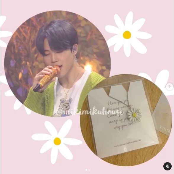 BTS JIMIN JIN VINTAGE HOLLYWOOD DAISY NECKLACE GOLD SILVER KALUNG ASMAMA BRACELET GELANG V TAEHYUNG