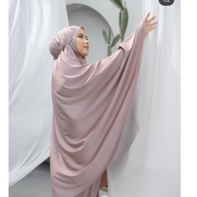 mecca mukena local id warna moss dan rose