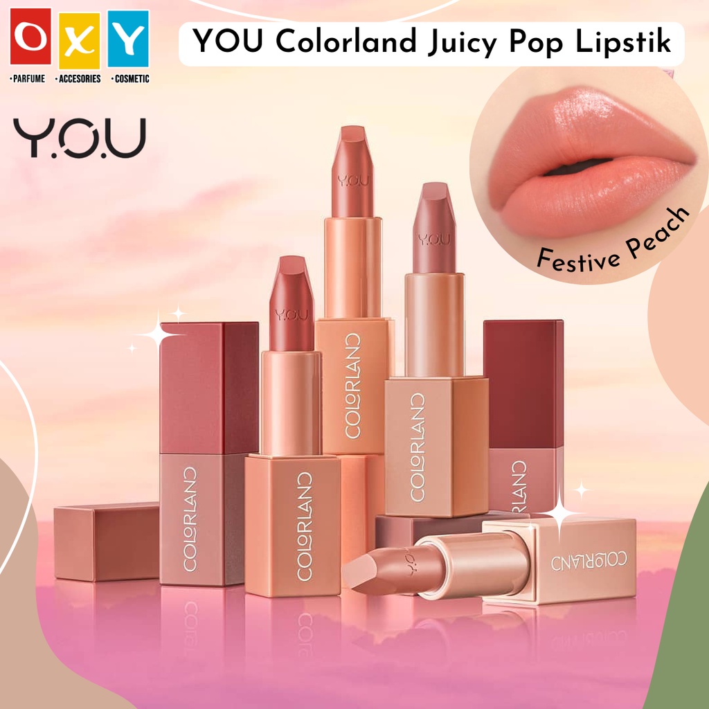 YOU Colorland Juicy Pop Lipstick 3.8gr Lipstik 101 Festive Peach 201 Sweet Coconut 211 Lively Citrus