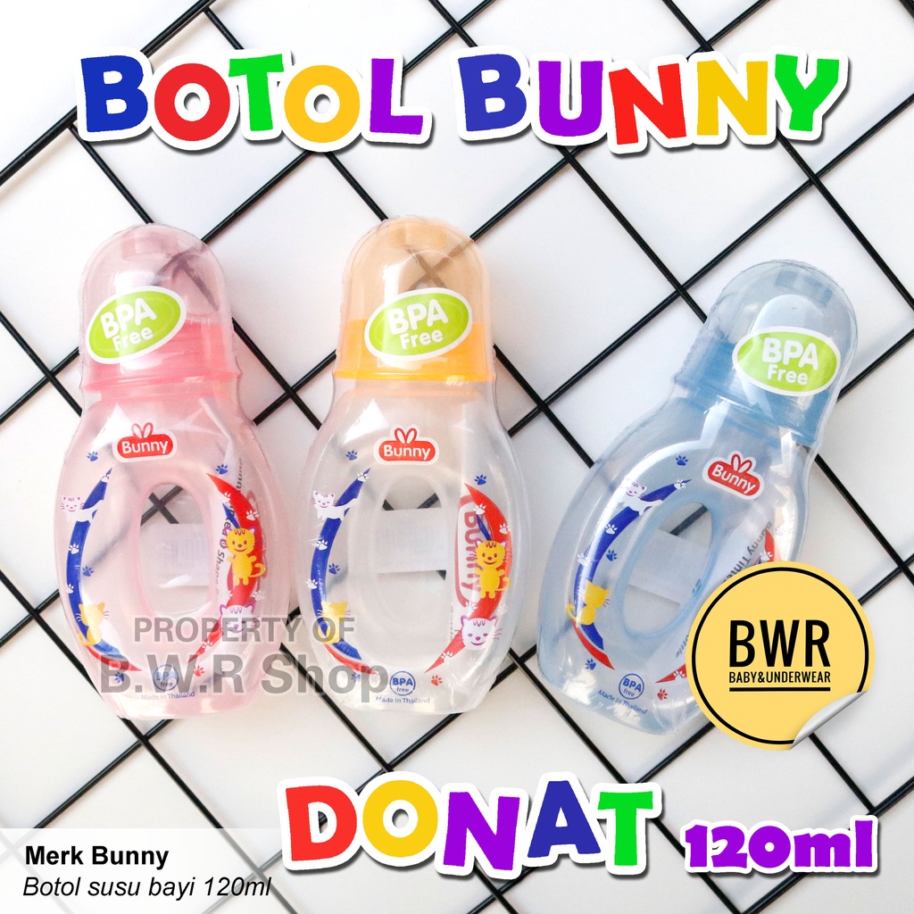 Botol Susu Bunny Donat 120ml KECIL / Botol Susu Bayi ASI Oval Baby Bottle Donut BPA Free | Bwr IX