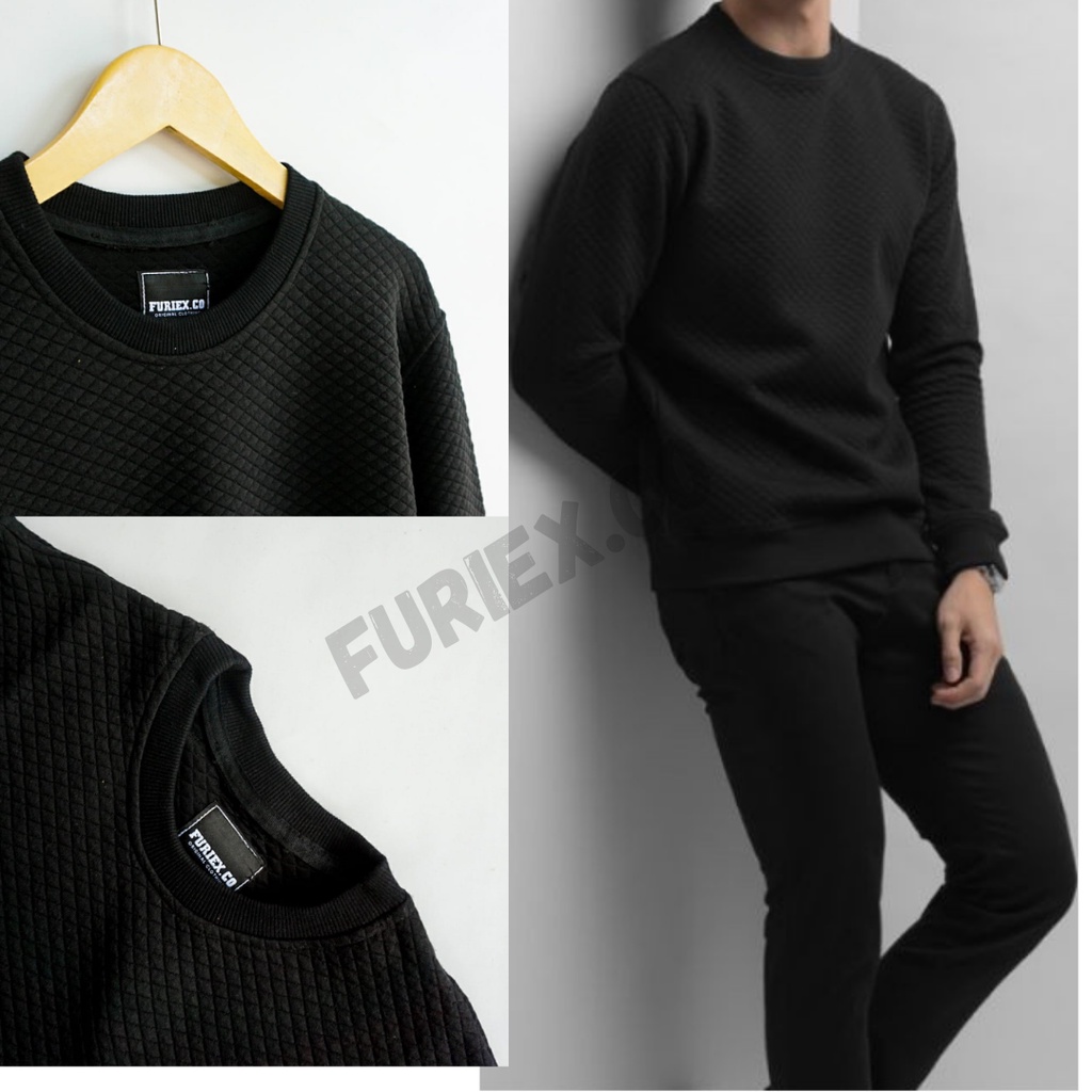 sweater Crewneck polos tekstur zigzag knitt | sweater oblong kragh kancing | cardigan pria wanita