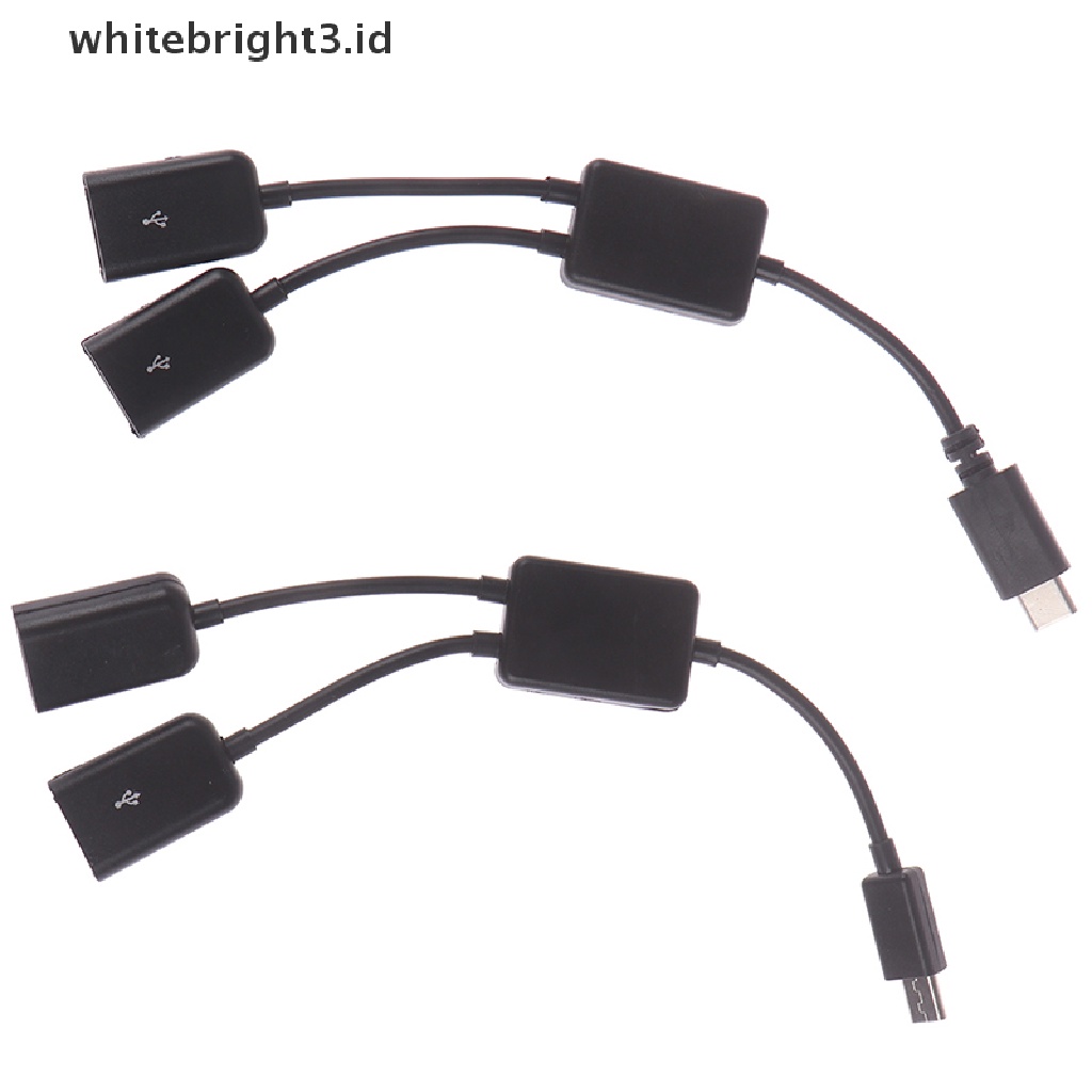 (whitebright3.id) Adaptor splitter Kabel Micro usb / type c Ke 2 otg female