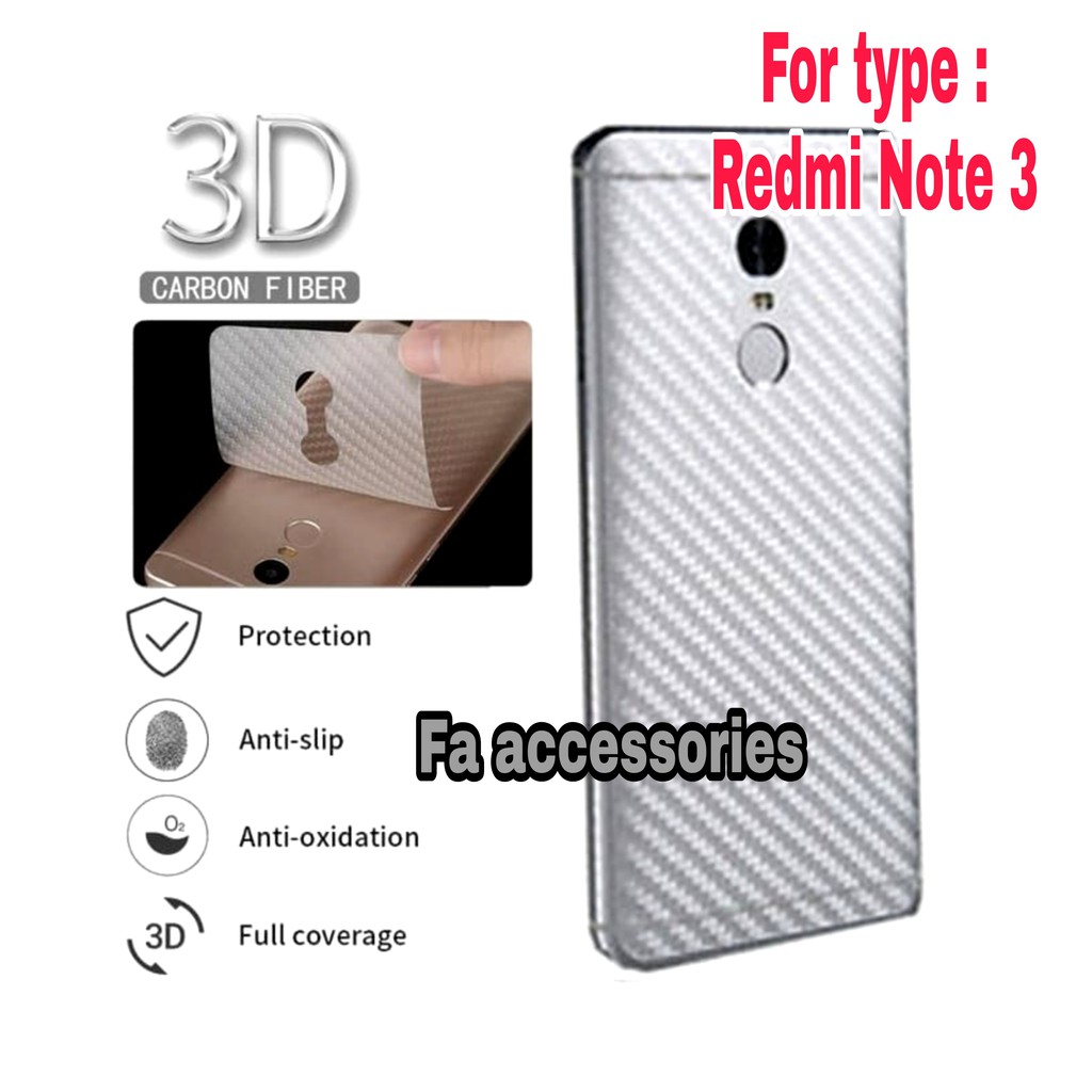 Skin Carbon XIAOMI REDMI NOTE 3 Skin Carbon antigores belakang