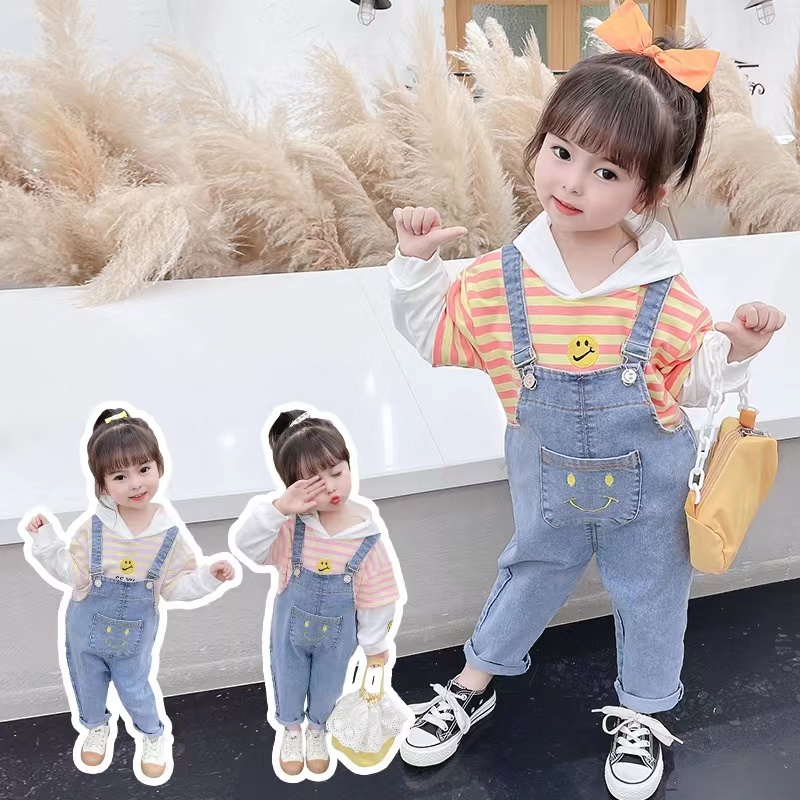 Setelan Overall Anak Perempuan Uisa 2-5th Jeans Premium/Setelan baju  premium