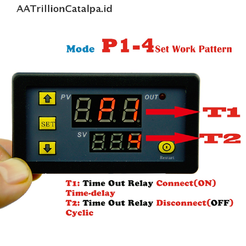 Aatrillioncatalpa Modul Relay Timer Digital DC 12V 20A 0-999h