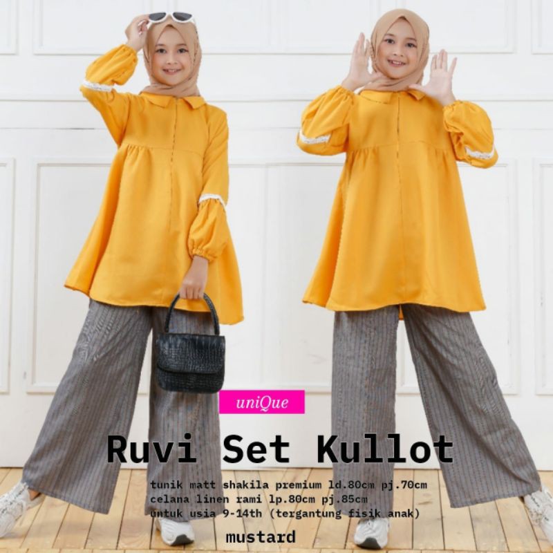 SL RUVI SET KULOT / SETELAN KULOT ANAK USIA 9 10 11 12 13 14 TAHUN /SETELAN CELANA TUNIK REMAJA LD80