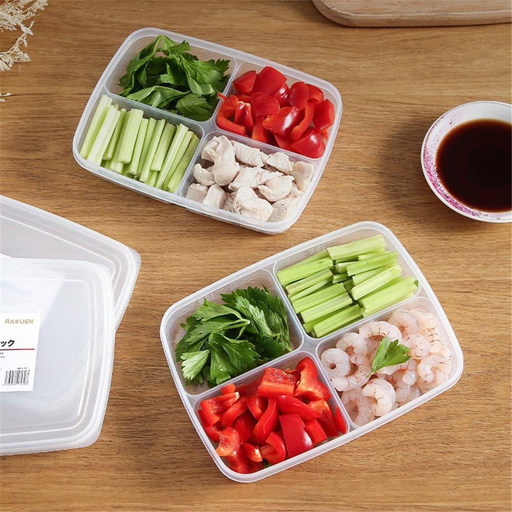 Solighter Food Preparation Storage Box 4kisi Sayuran Buah Kotak Dapur Gadget Piring Kulkas Freezer Organizer