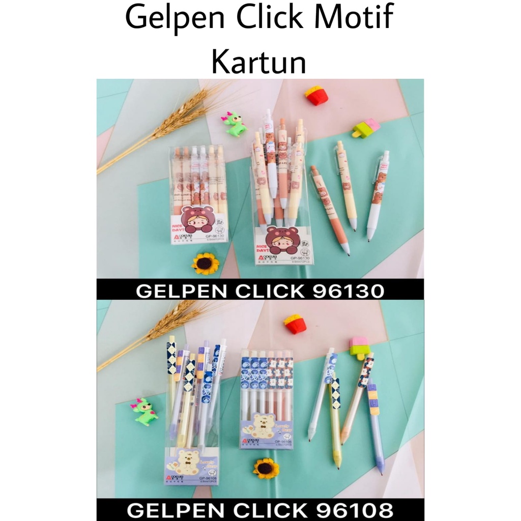 

ROYALE STATIONARY - ODEMEI PULPEN GEL CLICK KARAKTER KARTUN ANEKA WARNA. MURAH