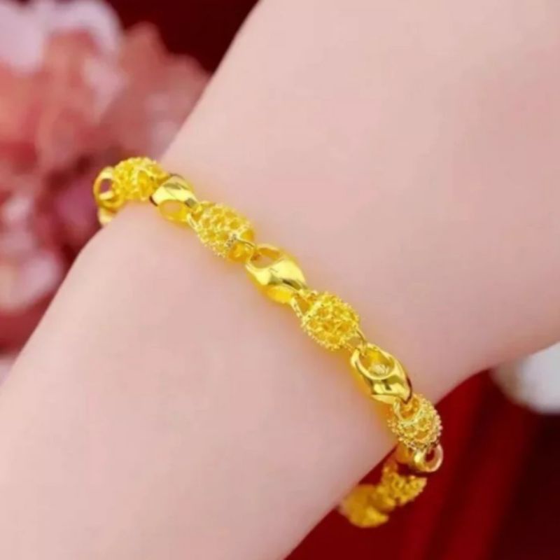 Gelang Hongkong Lapis Emas 24k Asli Tidak Luntur