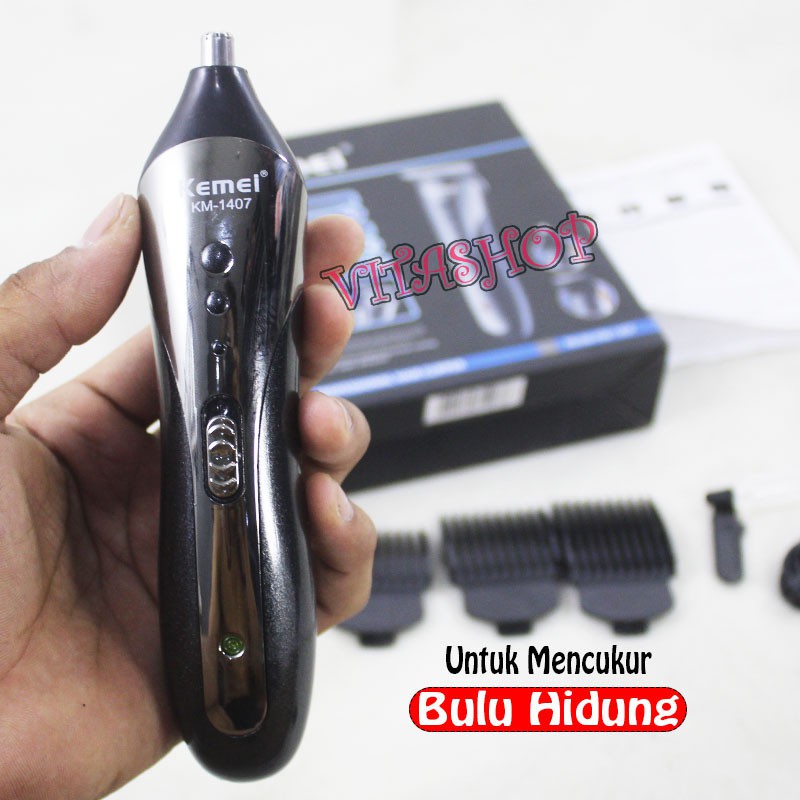 Kemei KM 1407 Alat Cukur Rambut Shaver Trimer Cukuran Kumis/Jenggot/Bulu Hidung Alat Cukur Multi