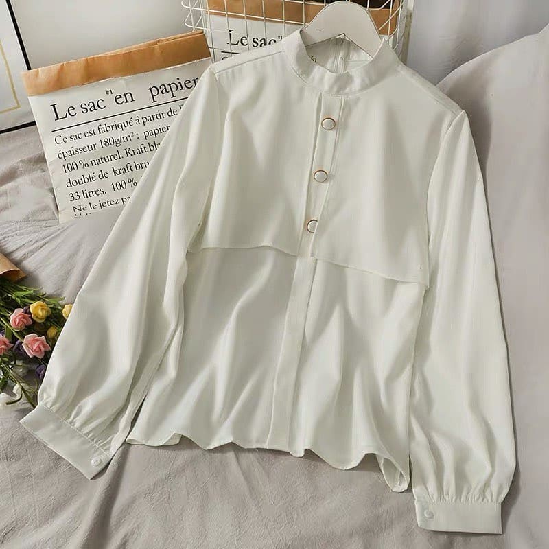 FEBY Bahan CREAMY CRAPE KANCING HIDUP BUSUI PAKAIAN WANITA BAJU WNAITA TERBAUR KIKINIAN SIMPLE ATASAN WANITA TERBARU MODEL TRENDY DAN ELEGAN BJAU BLOUSE 2022