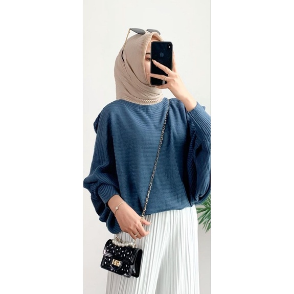 SWEATER OVERSIZE KNITED BATWING - KOREAN OUTFIT (SWEATER RAJUT(