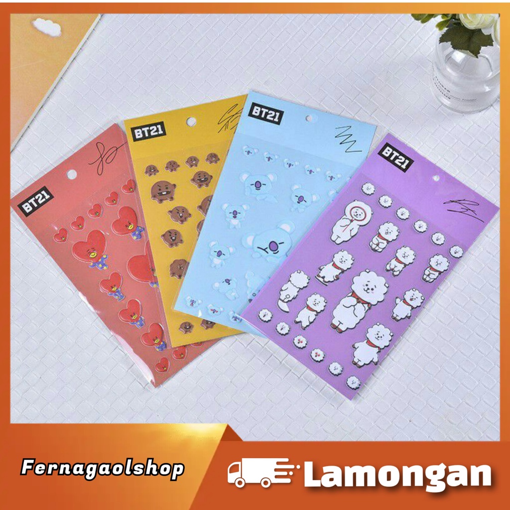 Stiker Timbul BT21 Sticker 3D Hp Kulkas Laptop BTS KPOP anti air Import harga grosir Murah