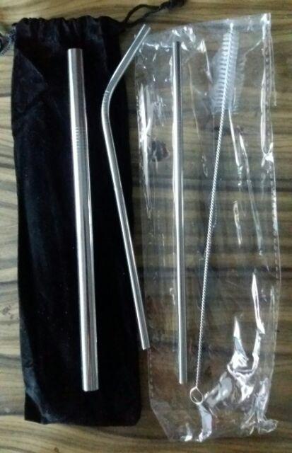 Set 5in1 Sedotan Stainless Straw Reusable Sedotan Ramah Lingkungan Bisa Dicuci Ulang