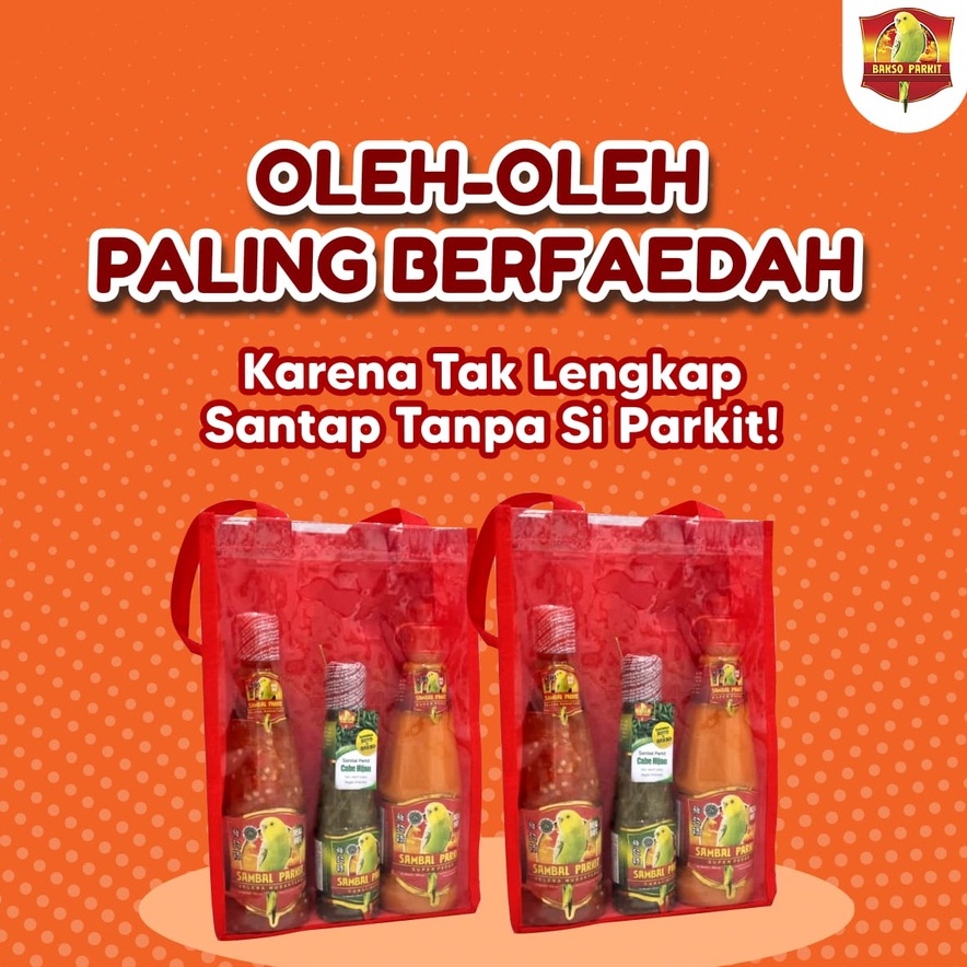 

PAKET SAMBAL FREE TAS (Bingkisan sambal halus 300 ml + rica 300 ml + hijau 140 ml dan GRATIS TAS) cocok untuk oleh-oleh, hampers, atau bingkisan.