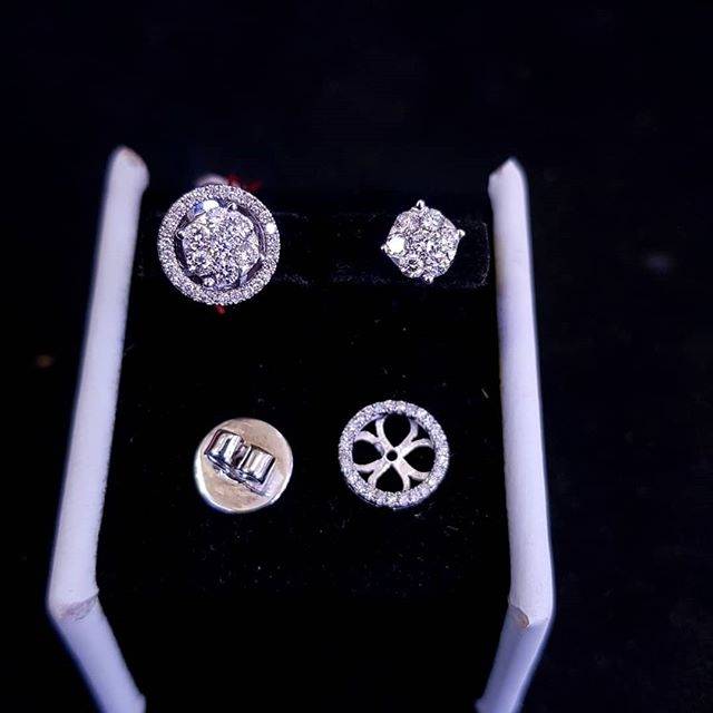 Giwang tusuk 2 in 1 emas putih berlian eropa