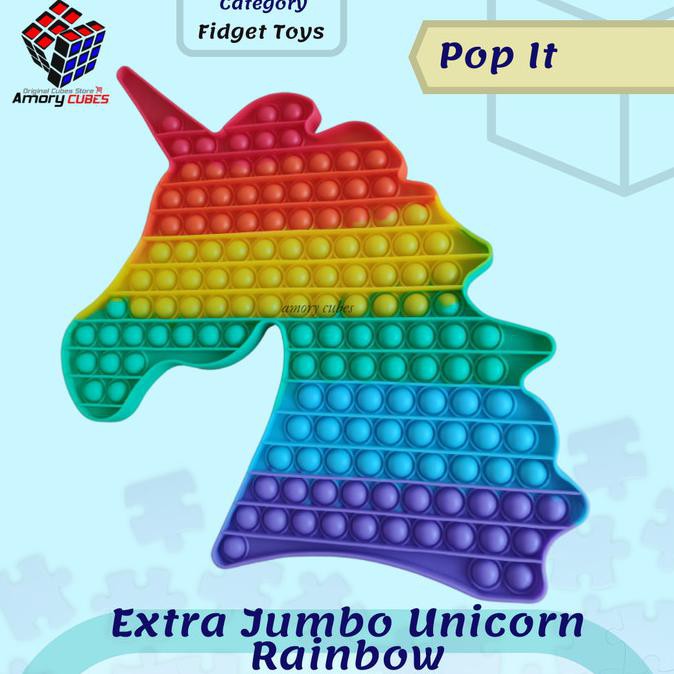 Eklusif Extra Jumbo - Unicorn Rainbow Fidget Toys Pop It Squishy Berkualitas