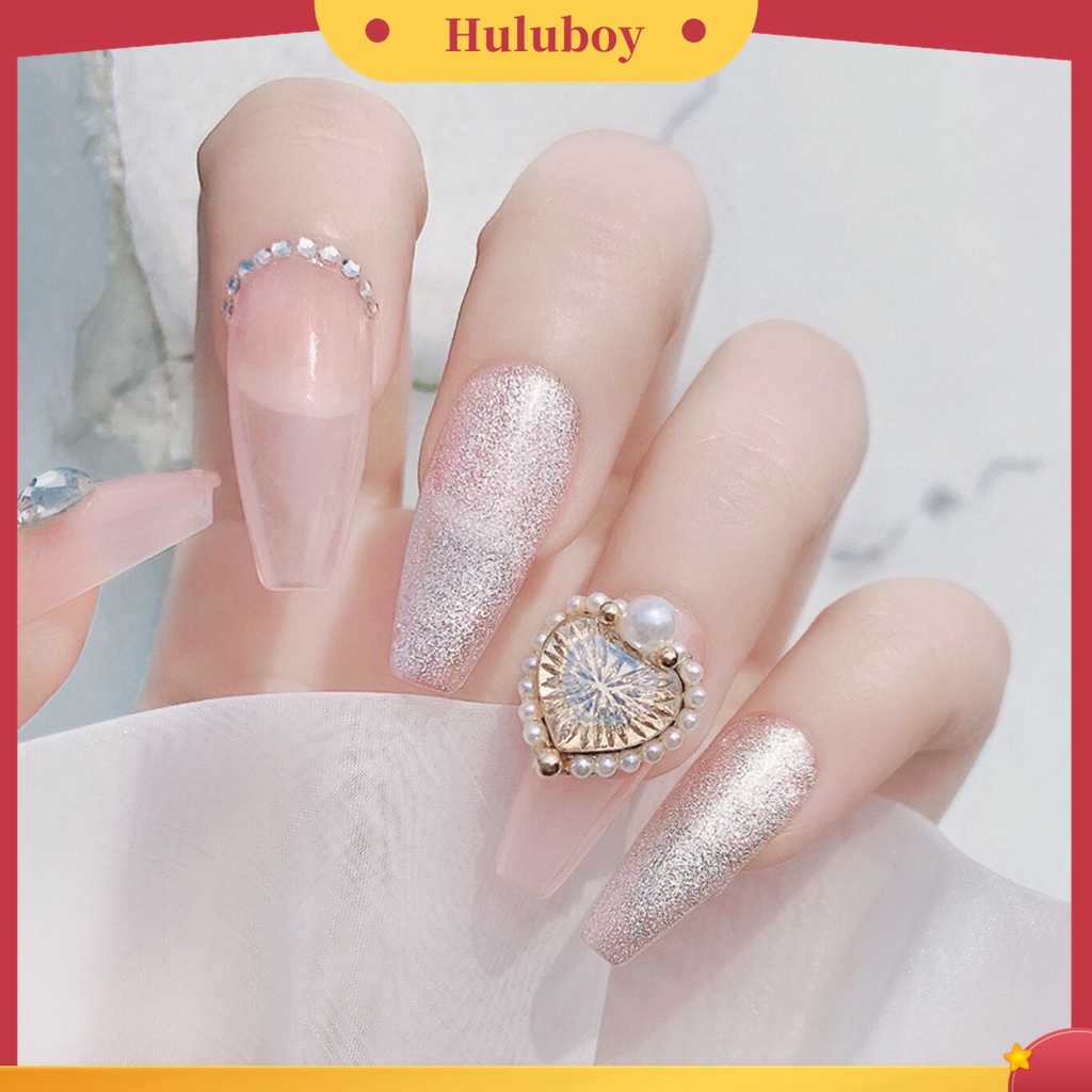 Huluboy Huluboy♡ Ornamen Berlian Imitasi Bentuk Hati Bahan Alloy Untuk Dekorasi Kuku