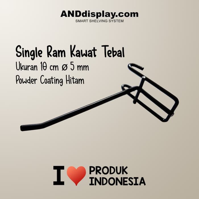 SINGLE RAM 10CM/10 PCS HITAM TEBAL GANTUNGAN CANTOLAN AKSESORIS DISPLAY