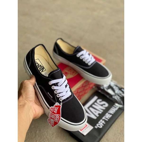 SEPATU VANS AUTHENTIC BLACK WHITE PREMIUM, SEPATU SNEAKERS IMPORT MADE IN CHINA