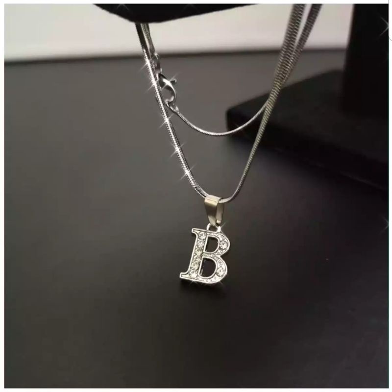 KALUNG SILVER ANTI KARAT - ANTI LUNTUR // Kalung monel liontin Huruf inisial A sampai Z