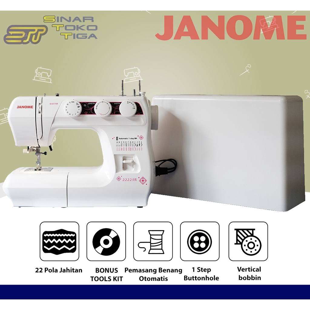 Mesin Jahit Janome 2222 SR Portable Multifungsi 2222SR